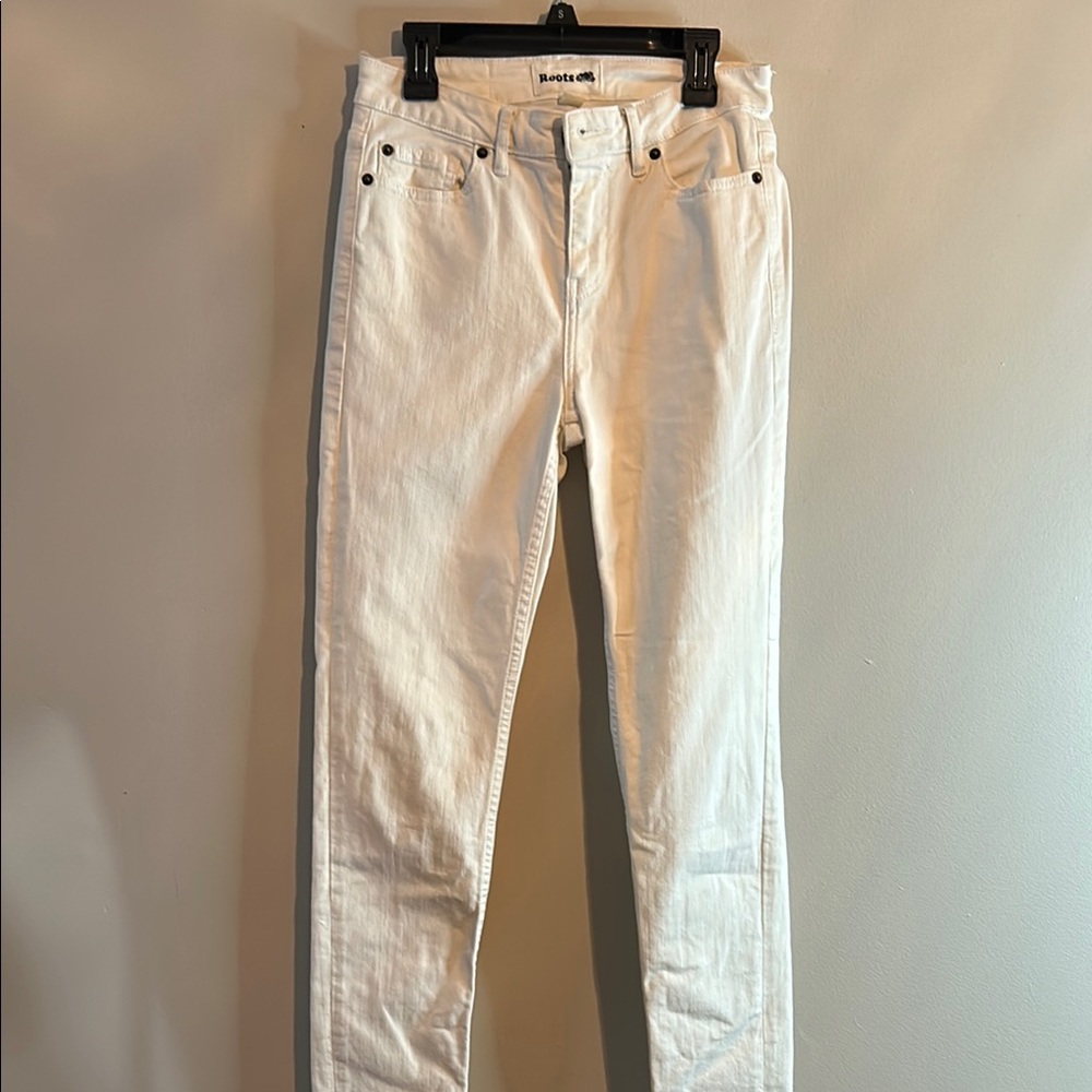Roots White Skinny Jeans Solid Color